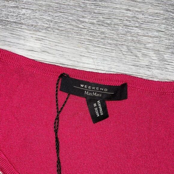 Weekend Max Mara Women Large Fuchsia Cashmere Print Sweater Silk Blend Shirt New - Picture 5 of 12